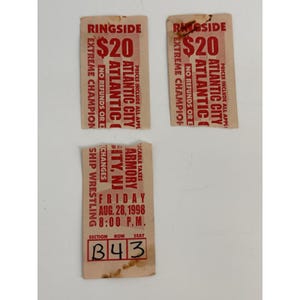 Vintage ECW Live Event Tickets Wildwood NJ August 1998 Ringside Ticket Stubs image 1