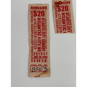 Vintage ECW Live Event Tickets Wildwood NJ August 1998 Ringside Ticket Stubs image 2