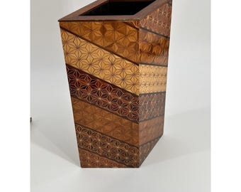 Yosegi Zaiku Marquetry Flower Vase Japanese Hakone Handmade Wooden Pencil Cup