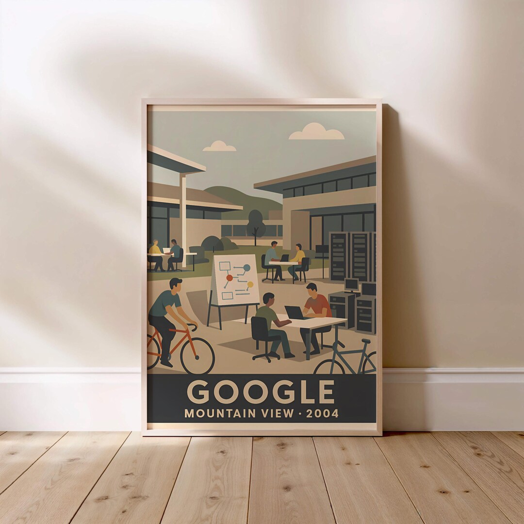 Vintage 2004 Silicon Valley Campus Poster - Retro Tech Office Wall Art ...