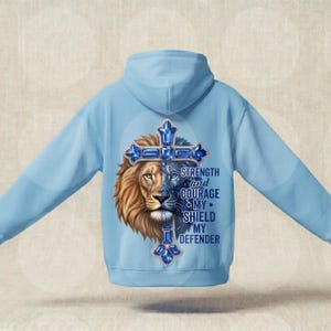 Lion Cross SVG PNG, Strength Courage Faith Shirt Design (Digital Download)