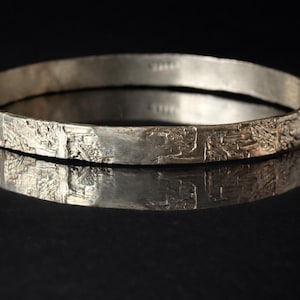 Vintage Taxco 925 Sterling Silver Bangle Bracelet Etched Mexican Silver Minimalist Slim Stackable