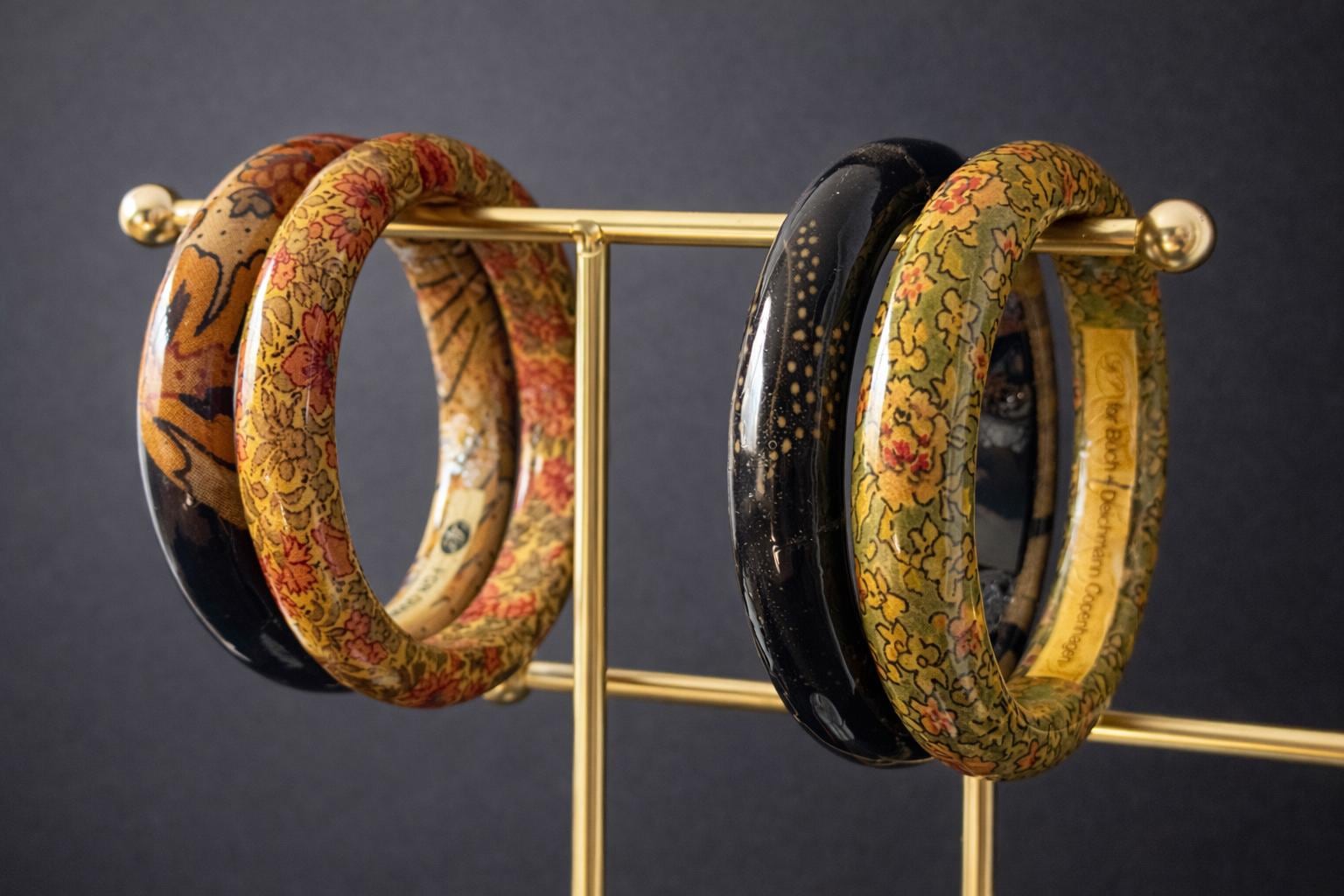 Vintage Buch + Deichmann Floral Bangle Wearable Art Danish