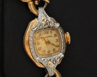 Vintage Bulova Art Deco Gold Filled Ladies Watch 1930s Philmont 10KT GF Bracelet