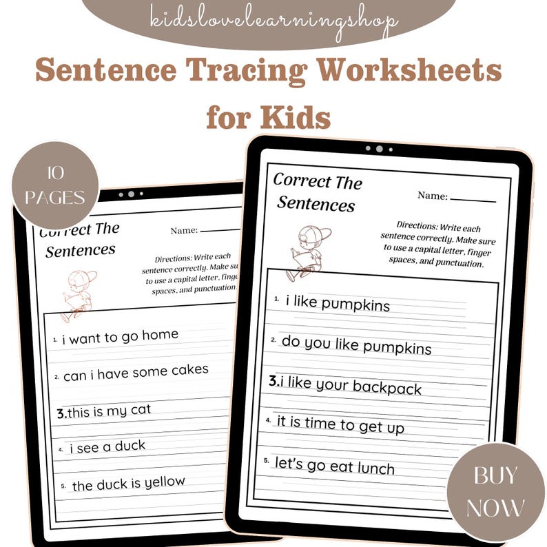 Sentence Tracing Worksheets for Kids | Learn to Read Write Sentences ...