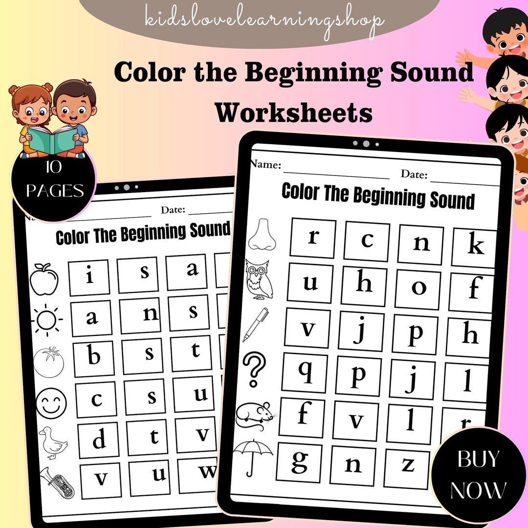 Color the Beginning Sound Worksheets | Letter Sound Recognition ...