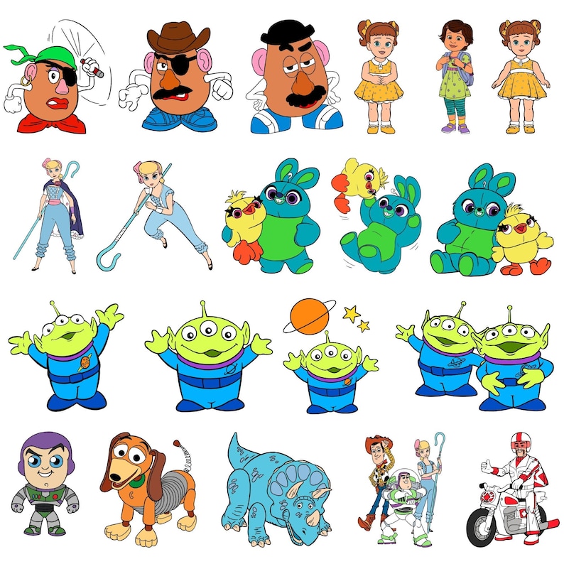 Toy Story SVG Clipart Bundle & Alphabet, Buzz Lightyear Woody Jessie PNG, Toy Story Cut Files for Cricut Silhouette, Digital Download PNG