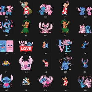 Lilo and Stitch Clipart Bundle, Lilo and Stitch SVG PNG, Cute Lilo, Stitch, Angel Watercolor Clipart Hand drawn Stitch Art, Lilo & Angel PNG