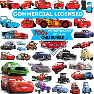 Cars PNG Cliparts Bundle, Lightning McQueen Tow Mater, Cars Characters PNG Cartoon Cliparts, Shirt, Cake Topper, Birthday, Cars Sublimation