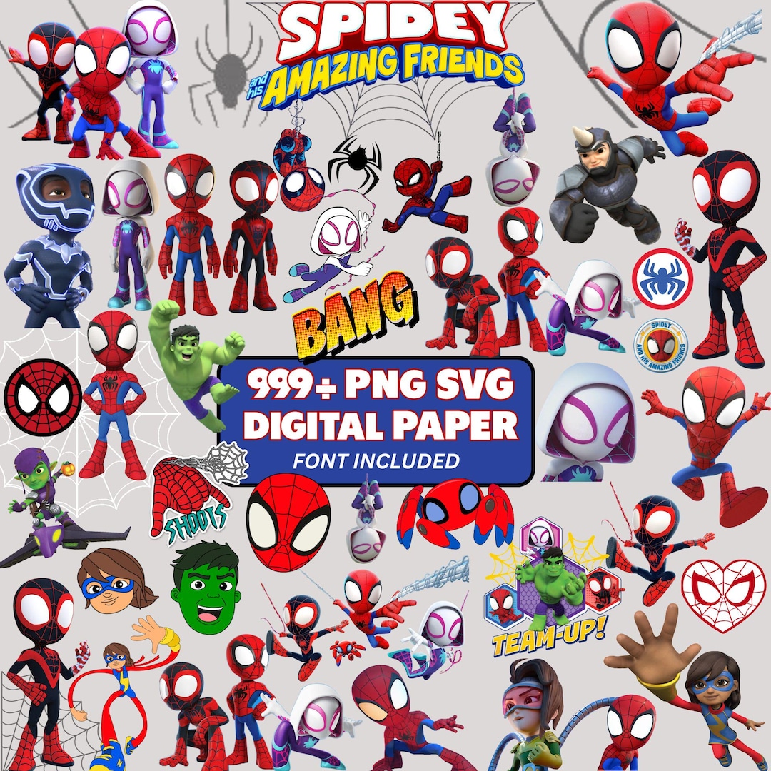 Spidy Character Spidey Clipart Bundle, Spidey SVG, Spidey and His Amazing Friends Png ...