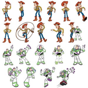 Toy Story SVG Clipart Bundle & Alphabet, Buzz Lightyear Woody Jessie PNG, Toy Story Cut Files for Cricut Silhouette, Digital Download PNG