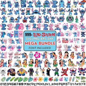 以下が含まれることがあります： リロ＆スティッチのキャラクター、スティッチのイラストが多数収録されたデジタルアートバンドル。さまざまなポーズのスティッチ、他のキャラクター、花、テキストが含まれています。バンドルには、SVG、PNG、EPS、DXFファイルが含まれています。