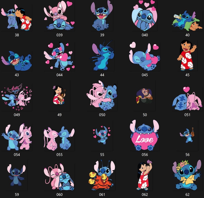 Lilo and Stitch Clipart Bundle, Lilo and Stitch SVG PNG, Cute Lilo, Stitch, Angel Watercolor Clipart Hand drawn Stitch Art, Lilo & Angel PNG