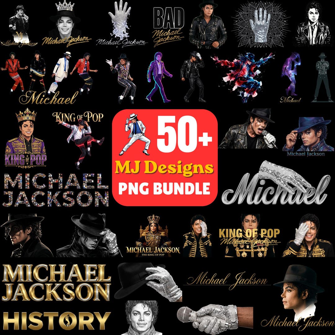 King of Pop PNG Bundle, 80s Music Legend Sublimation Designs, Retro ...
