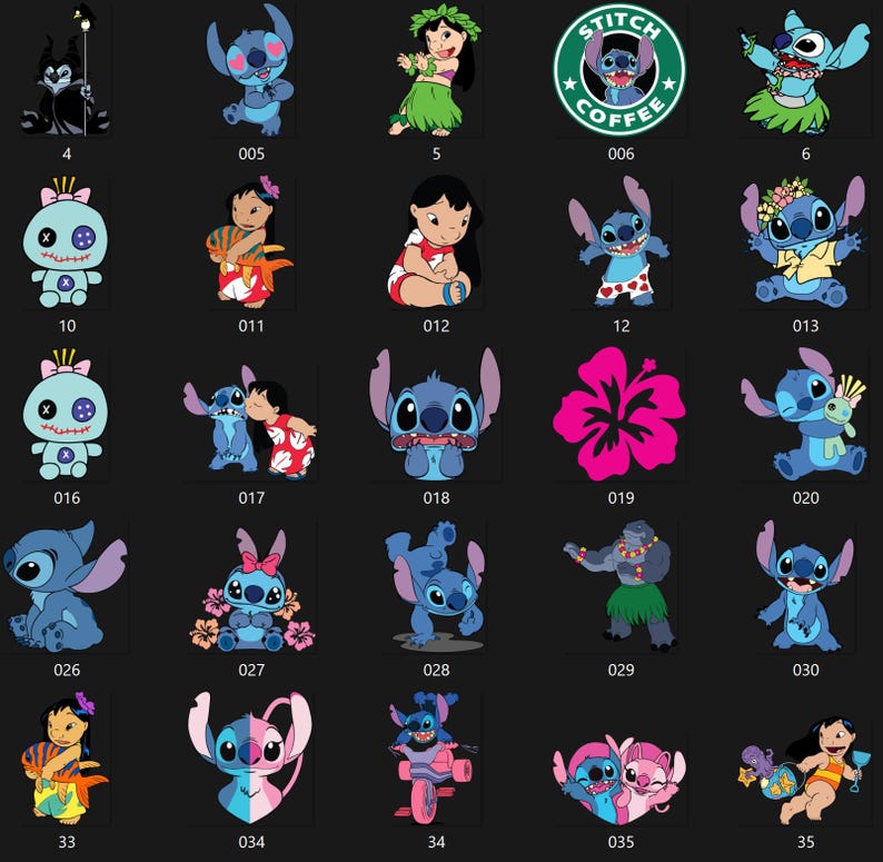 Lilo and Stitch Clipart Bundle, Lilo and Stitch SVG PNG, Cute Lilo, Stitch, Angel Watercolor Clipart Hand drawn Stitch Art, Lilo & Angel PNG