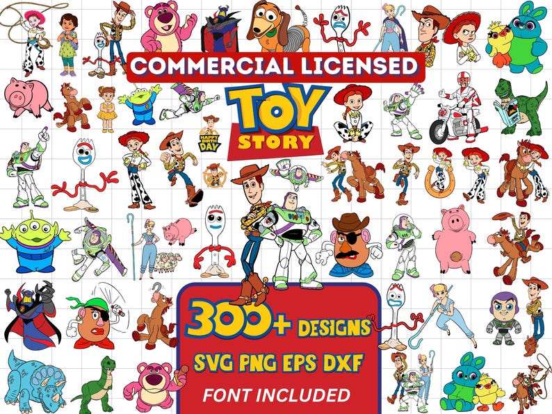 Toy Story PNG SVG - 300+ Designs | Buzz Lightjahre Png, Woody und Jessie PNG, Toy Story Schriftart für Cricut, Geburtstag & Shirts - digitaler Download Bild 1