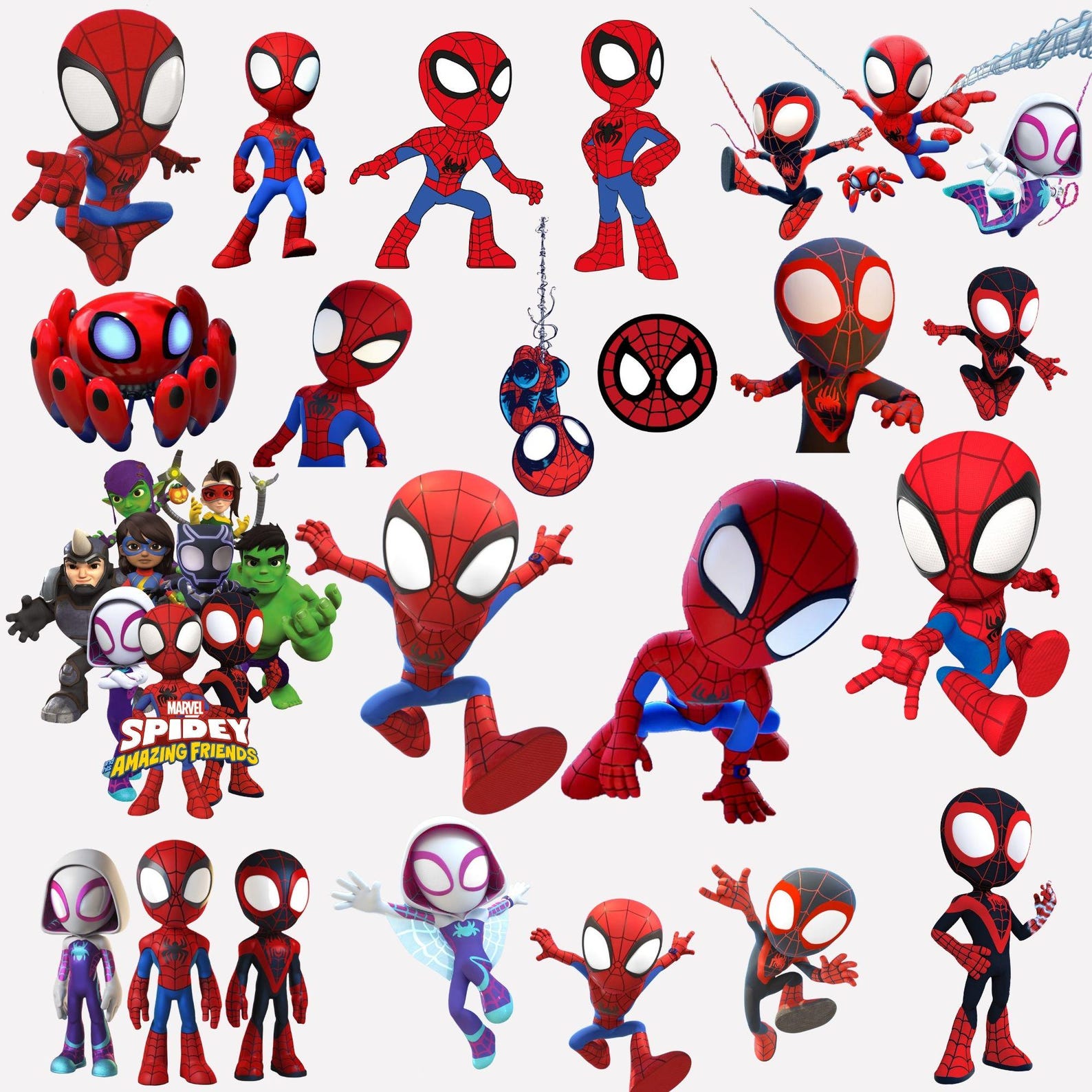 Spidy Character Spidey Clipart Bundle, Spidey SVG, Spidey and His Amazing Friends Png ...