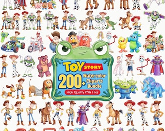 200+ Toy Story Watercolor PNG Clipart Bundle, Toy Story Digital File, Clipart PNG Files, Woody, Jessie, Buzz Lightyear | Instant Download