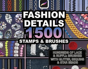 Misshfr Procreate brushes for fashion designers, auxiliary materials, and more (200+ buttons, zippers, etc.)