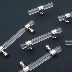 Poignées de tiroir en acrylique transparent, poignée d'armoire de cuisine en or argenté personnalisable