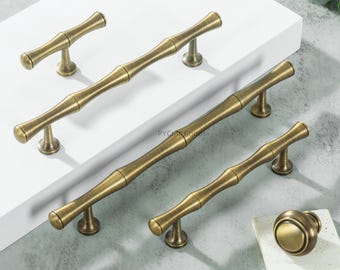Bamboe keukenladegrepen, antiek messing kastknoppen handgrepen, chromen kastgrepen hardware