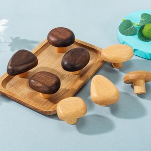 Wooden Cabinet Knobs: Walnut Beech Drawer Pulls, Modern Furniture Knob Handle Hardware