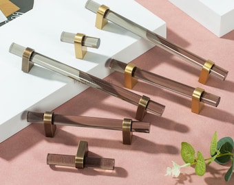 Gray Acrylic Kitchen Cabinet Handles, Clear Drawer Pulls Knobs,Cupboard knob ,Wardrobe handles hardware