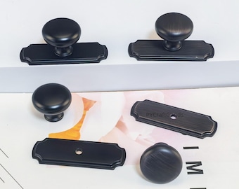 Black Knob & Back plate ,Oil Rubbed Bronze Kitchen Drawer Pulls, Cabinet Handles,Wardrobe knob