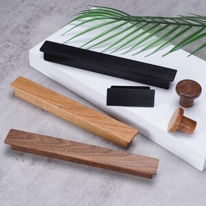 Tiradores y pomos de madera natural para cajones, pomos y manijas de madera para gabinetes de cocina.