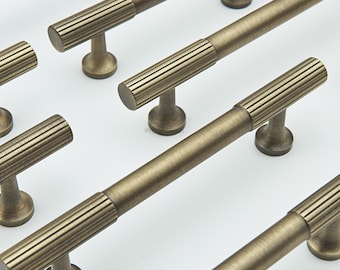 Massief messing keukenkastgrepen, gouden ladeknoppen, antiek bronzen trekknop