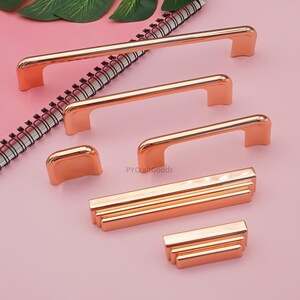 Shiny Roe Gold  Drawer Pulls hardware ,Dresser Knobs , Copper Kitchen Cabinet Handles,Wardrobe Pull