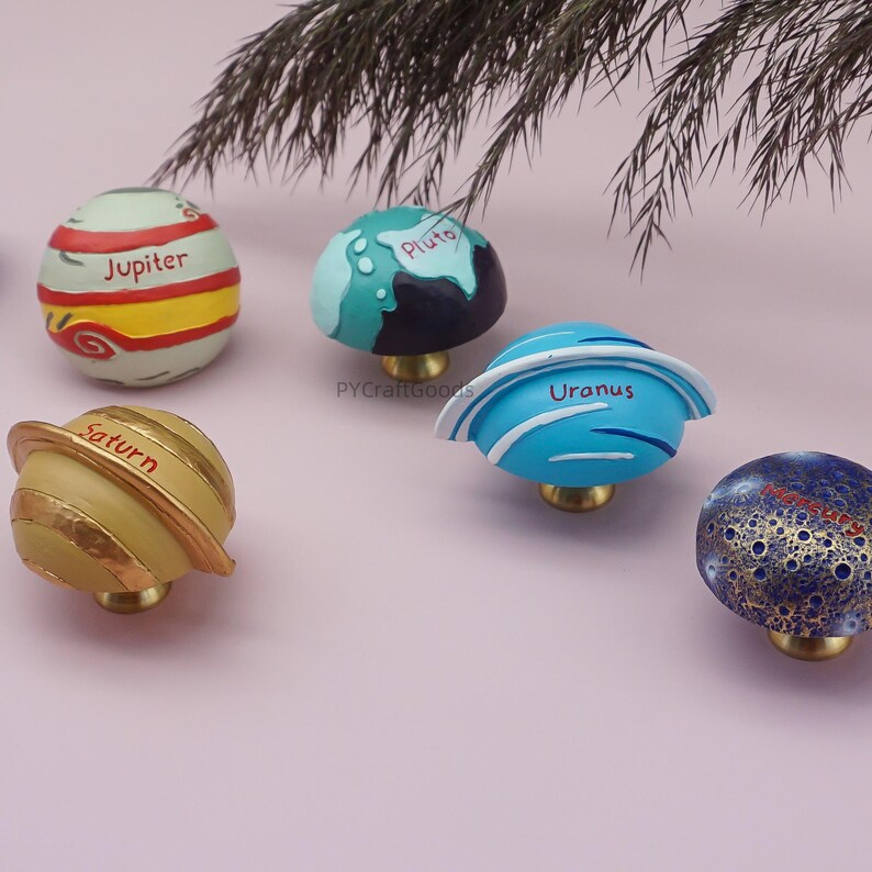 Space planet Drawer Knobs Pulls, Astronaut Cabinet Handle, Unique Kids room Knobs Hardware image 5