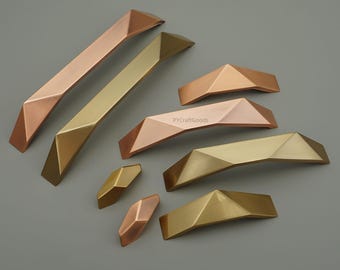 Antieke koperen ladegrepen, champagnegouden keukenkastgrepen, unieke zwarte knoppen pull