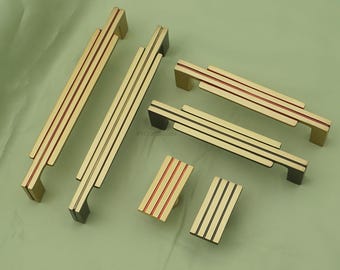 Zwart bronzen keukenladegrepen, roodgouden kastgrepen, hendelknop kledingkastkast