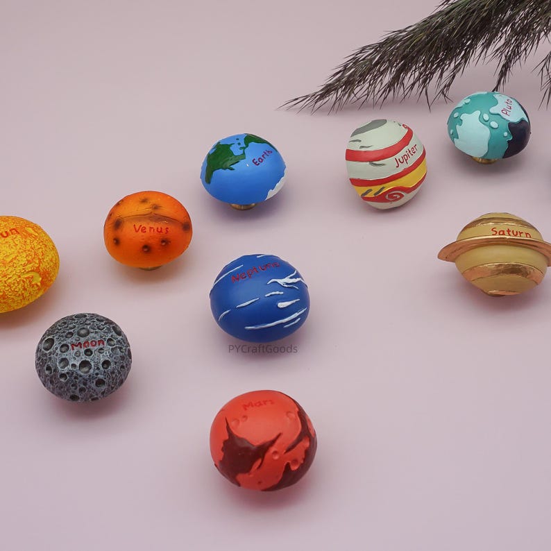Space planet Drawer Knobs Pulls, Astronaut Cabinet Handle, Unique Kids room Knobs Hardware image 4