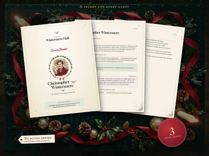 Character booklets with a sealed page for every round