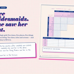 Wedding Murder Mystery Puzzle: Printable Bridal Shower Case File Game, Logic Grid image 9