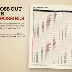 Cross out every ledger entry that breaks a clue