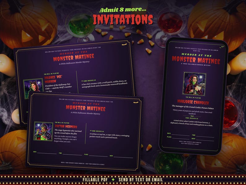 Printable and digital invitations for the new characters