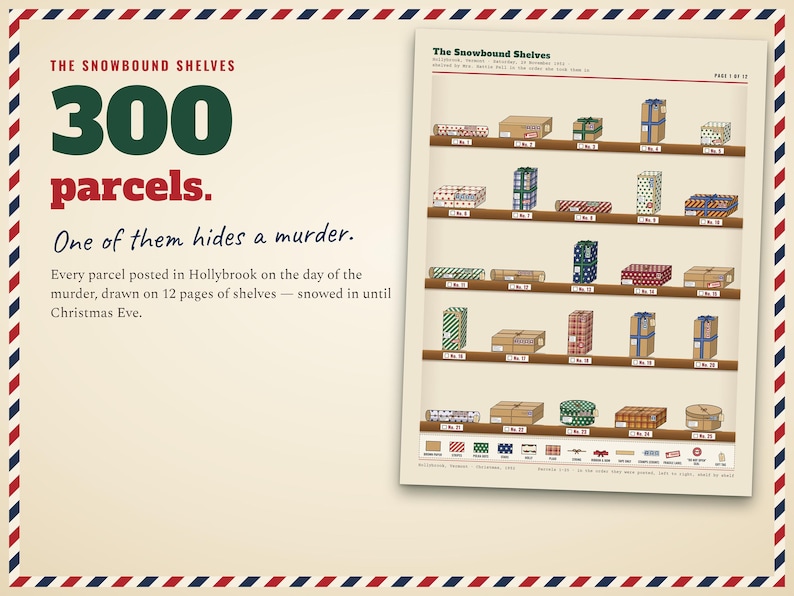 The Snowbound Shelves: 300 illustrated Christmas parcels — one of them hides a murder
