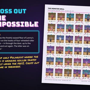 Cross out every Polaroid that breaks a clue