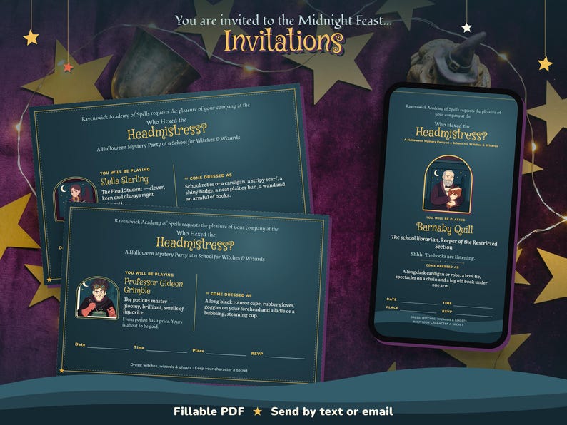 Fillable printable invitations and digital invitations for text or email