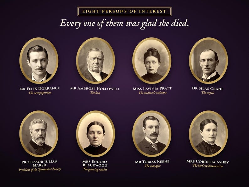 Eight persons of interest in The Midnight Séance Murder