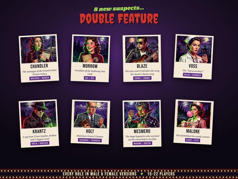 The 8 new suspects of the Double Feature expansion — male and female versions