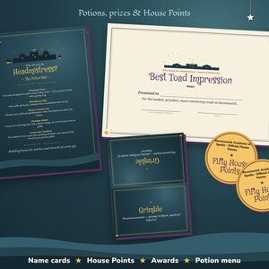 Party printables: name cards, play money, awards, bar menu and door sign
