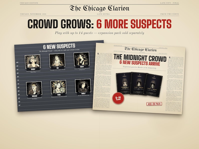 Bigger party? The expansion pack adds 6 more suspects