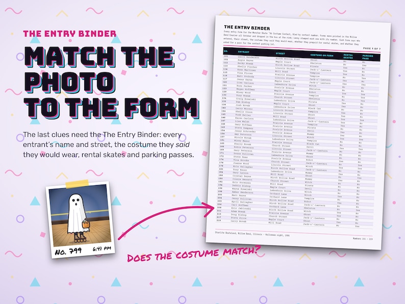 Match the photos to the Entry Binder