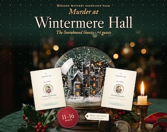 Christmas Murder Mystery Expansion Pack: 6 More Players for 11–16 Guests, Printable