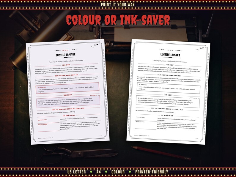 US Letter and A4, colour and ink-saving printer-friendly versions