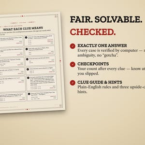 Fair, solvable and computer-checked: exactly one answer